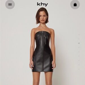 Khy Faux Leather Straplesss Mini Dress Size Smalll